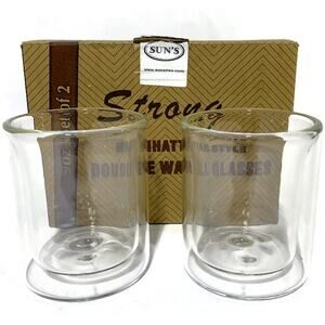 Sun's Tea 9 Ounce Strong Double Wall Manhattan Old Fashioned Glasses Set of Two